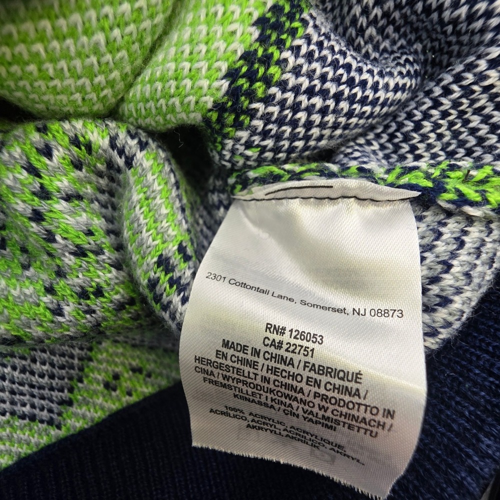 NFL TEAM APPAREL SEATTLE SEAHAWKS SWEATER MENS MEDIUM BLUE GREEN HOODED UGLY NEW - Picture 11 of 12